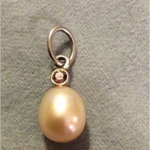 PANDORA 14k GOLD & STERLING SILVER PEARL PENDANT BEAUTIFUL & RARE